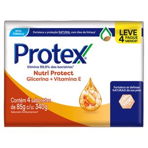 Sabonete Antibacteriano Com Vitamina E Protex 340g/85g Kit Com 4 Unidades