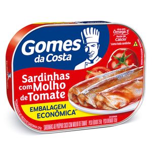 Sardinha Ao Próprio Suco Com Molho De Tomate Gomes Da Costa Lata Peso Líquido 250g Peso Drenado 150g Embalagem Econômica