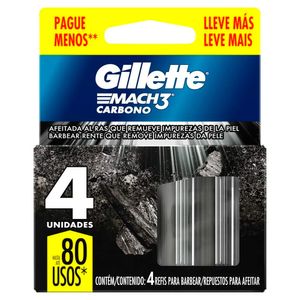 Carga De Aparelho Para Barbear gillette Mach3 Carbono Com 4 Unidades Leve Mais Pague Menos