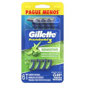 Aparelho Descartável Para Barbear gillette Prestobarba3 Sensitive 6 Unidades Pague Menos