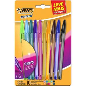 Caneta Esferográfica Cristal Fashion Bic 10Un