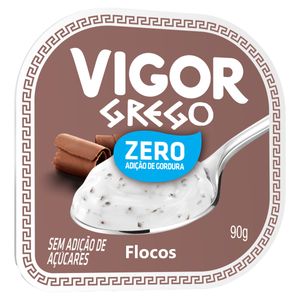 Iogurte grego Desnatado Sabor Flocos Zero Açúcar Vigor 90g