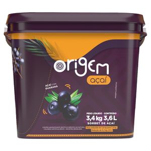 Açaí Origem Sabor Natural Polpa Norte Balde 3,4Kg
