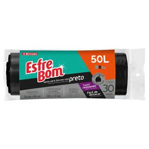 Saco Para Lixo Esfrebom Preto 50L