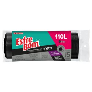 Saco Para Lixo Esfrebom Rolo Preto Com 15 Unidades 110 Litros