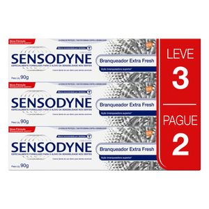 Kit Creme Dental Sensodyne Branqueador Extra Fresh Para Dentes Sensíveis Leve 3 Pague 2 Com 90g Cada