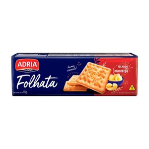 Biscoito Folhado Cream Cracker Sabor Manteiga Folhata Adria 170g