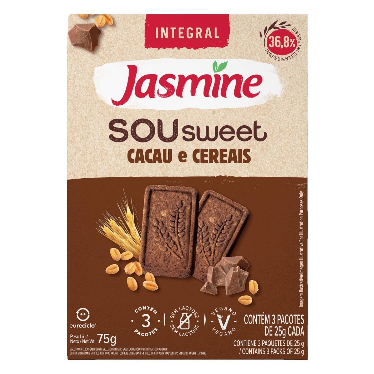 biscuit　レディース　GB XS Biscoito Integral Sou Sweet Cacau E Cereais Jasmine 75G | Integral