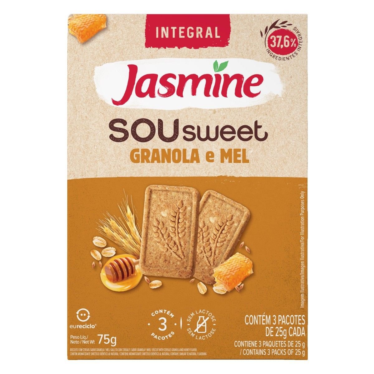 Biscoito Integral granola & Mel Sou Sweet Jasmine 75G | Integral