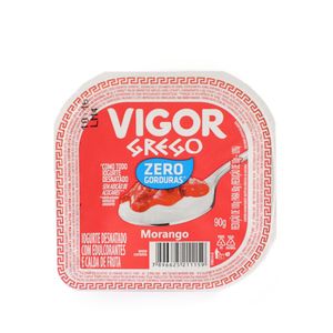 Iogurte Desnatado Grego Calda Morango Vigor Pote 90g