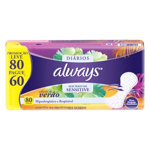 Always Hipoalergênico Sem Perfume Protetor Diário 80 Unidades