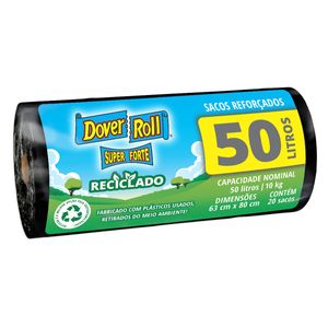 Saco De Lixo Reciclavel Dover 50L Preto Rolo 20 Un