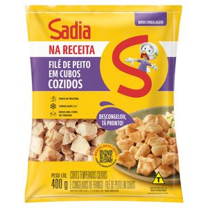 Peito Frango Temperado Cozido Congelado Cubos Sadia Na Receita 400g