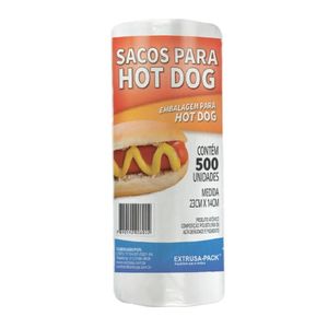 Saco Para Hot Dog 23X14Cm Extrusa-Pack 500Un