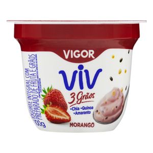 Iogurte Integral Viv 3 Grãos Sabor Morango Vigor 100g