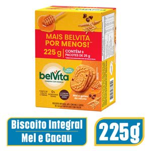 Biscoito Doce Integral Mel E Cacau Belvita 225g Com 9Un