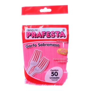 Garfo Descartável Para Sobremesa Prafesta Rosa Embalagem 50 Un