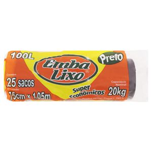 Saco De Lixo Embalixo Super Econômico Preto 100L Rolo 25Un