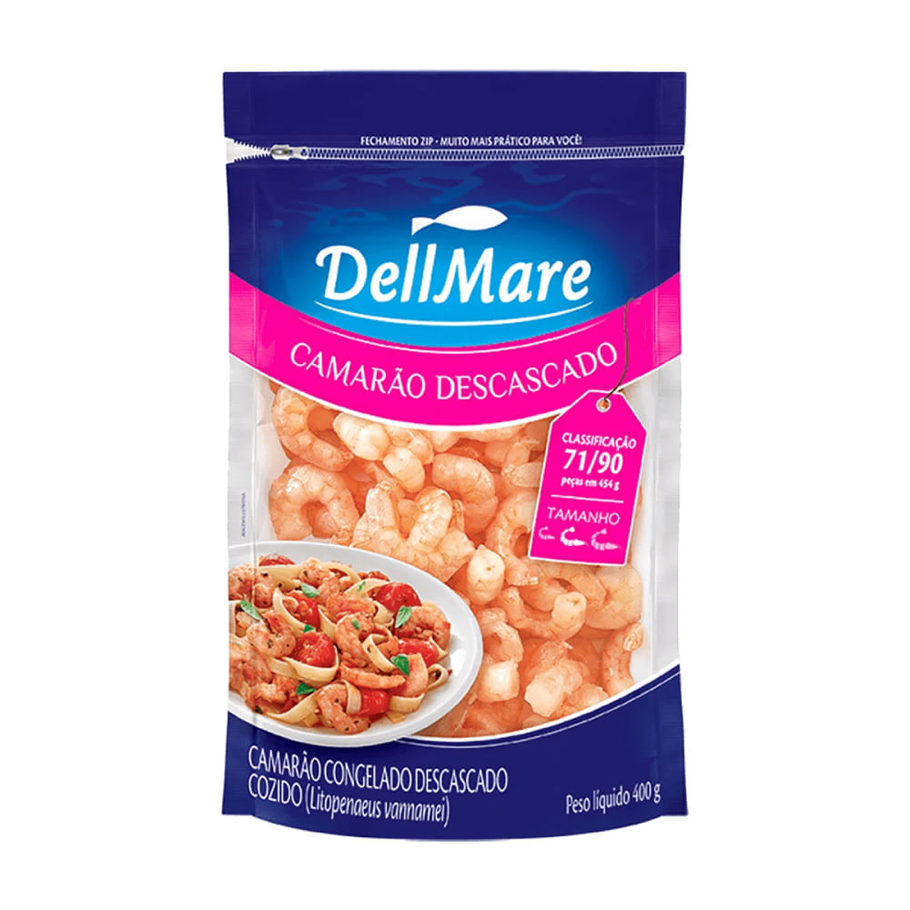 Camarão Cinza Dellmare Cozido Descascado Congelado 71/90 400g | Peixes ...